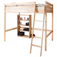 Lit mezzanine en bois massif écologique avec rangement et placard, design moderne pour chambre d'enfant