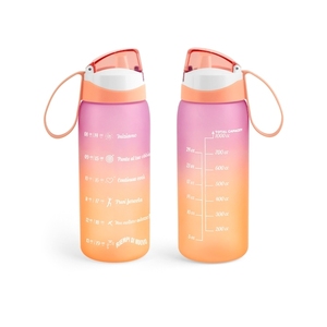 Bouteille d'eau sportive motivante rose et orange en polycarbonate 1000 ml - Product Image 1
