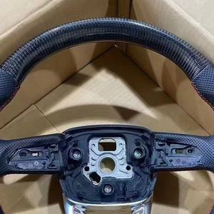 Volante Interior de fibra de carbono de cuero perforado para modelos de coche Audi R8 <span class=keywords><strong>TT</strong></span> <span class=keywords><strong>Roadster</strong></span> RS TTS <span class=keywords><strong>Mk2</strong></span> 8J 2008-2019 2010-2013 - Product Image 2