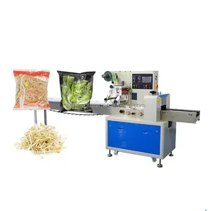 Automatic flow type horizontal carrot lettuce wrapping machine fruit vegetable pillow type sealing packing machine price