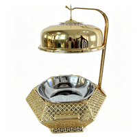 Ensemble de chauffe-plats suspendus de luxe en acier inoxydable doré 8L avec base ajourée pour buffet, idéal pour hôtels et banquets de mariage