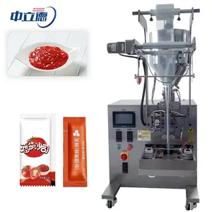 Çok fonksiyonlu ucuz fiyat Envasadora dikey otomatik ambalaj poşet domates dolum yapma ketçap sıvı paketleme makinesi