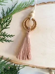 Ornamento de ratán con borla hecho a mano, ornamento de Navidad bohemio, artículos decorativos, el mejor para decoración del hogar - Product Image 4