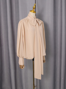 Casual and Lazy Style <b>Shirt</b> for <b>Women</b> 2026 New Lace up Style Spliced Solid Color <b>Long</b> Sleeved Top - Product Image 4