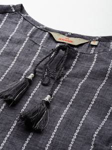 Tie-Up Neck Striped Kurta - Product Image 3