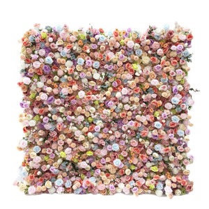 Colorful Silk Flower Wall <b>Backdrop</b> <b>With</b> <b>Stand</b>, Modern Floral Design For Wedding And Event - Product Image 6