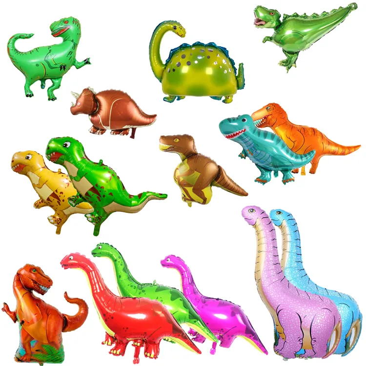 Karikatür dinozor alüminyum folyo balon doğum günü parti süslemeleri triceratops brontosaurus çocuk oyuncak hayvan dinozor folyo balon