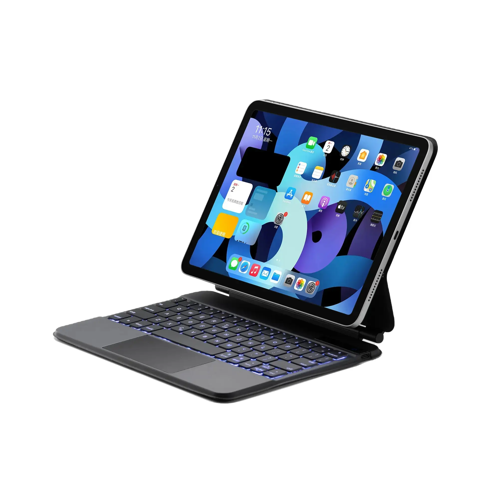 Funda de teclado de cuero con trackpad retroiluminado de 7 colores portátil recargable personalizada para iPad 10 2022 10,9 funda de tableta