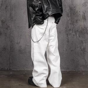 บริการขายส่ง OME กางเกงยีนส์คาร์โก้ทรงหลวมสำหรับผู้ชาย ผ้าฝ้าย 100% ระบายอากาศได้ดี แฟชั่นลำลอง สีขาว 14 ออนซ์ - Product Image 5