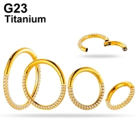ASTM F136 G23 Anneau de nez en titane pour femmes Bijoux de corps 16G Oreille Os Piercing Boucles d'oreilles avec zircon