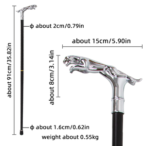 Poignée de modèle Animal de léopard de luxe en argent Offres Spéciales avec poignée de queue bâton de marche auto-défense mode <span class=keywords><strong>canne</strong></span> Cosplay bâton - Product Image 2