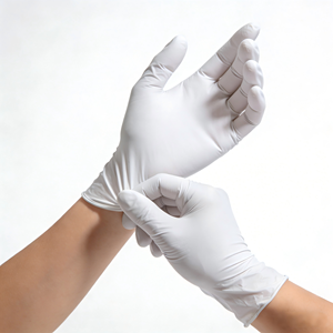 Guantes <span class=keywords><strong>de</strong></span> Nitrilo Blancos Sin Polvo para <span class=keywords><strong>Examen</strong></span> Médico, Guantes <span class=keywords><strong>de</strong></span> Nitrilo Desechables - Product Image 1