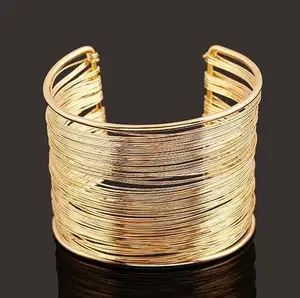 Pulsera chapada en oro barata, brazalete de metal en blanco