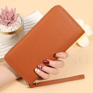 Оптовая продажа, большой вместимости, Женский Длинный кошелек на молнии из искусственной кожи с несколькими отделениями, держатель для карт и клатч для денег с застежкой-молнией - Product Image 5