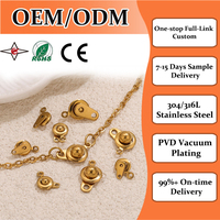 Fermoirs à pression étanches en acier inoxydable 316L plaqué or PVD 18K avec connecteurs à billes pour la fabrication de bijoux DIY, colliers et bracelets