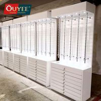 Meuble de présentation en bois pour lunettes de soleil et montures optiques avec éclairage LED, design intérieur pour opticien, facile à assembler
