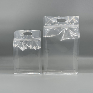 Farina di <span class=keywords><strong>riso</strong></span> sottovuoto in plastica trasparente stand up pouch sacchetti a fondo piatto con chiusura a otto lati smerigliati trasparenti con cerniera e manico - Product Image 3