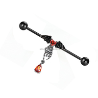 14G chauve-souris Halloween spirale industrielle haltère de qualité supérieure longue oreille goujon mamelon anneau hélice piercing pour femmes hommes