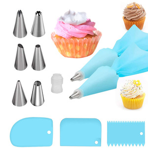 16 Piece <b>Baking</b> Tool <b>Set</b> With Locking Loose Bottom Cake Molds Piping Tips And Bags For Cake Making Stainless Steel Reusable - Product Image 2