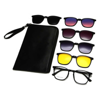 Lunettes de soleil magnétiques à clipser 5-en-1 en gros, monture intégrale en PC effet diamant, polarisées, vision nocturne, UV400, légères, logo personnalisé