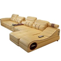 Canapé d'angle en cuir Tatami en forme de L, ensemble de salon moderne et minimaliste, multifonctionnel avec rangement et massage en éponge