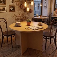 Table Ronde en Bois Style Marin pour Cafés et Restaurants ; Table de Présentation Commerciale Minimaliste Moderne Personnalisable Pièce de Designer