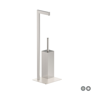 Support pour brosse de toilette Zeus 20 x 64 x 18 cm en acier brossé, design moderne, accessoire de salle de bain - Product Image 1