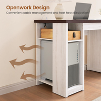 Bureau d'ordinateur en rotin avec tiroirs et armoire de rangement, bureau d'écriture en bois avec prises de courant pour bureau à domicile