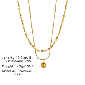Juego de Joyería de Acero Inoxidable 304 con Baño de Oro de 18K, Estilo Simple con Cuentas de Acero para Mujer, para Uso Diario, Accesorio de Moda Moderno - Product Image 6
