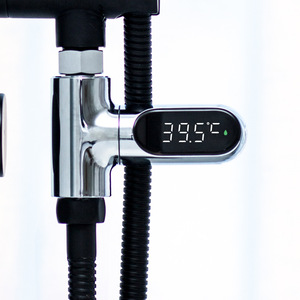 Zhinuan Water Thermometer For Baby Bathing 39.5C Digital Display Shower Faucet Temperature Monitor Silver Metal - Product Image 1