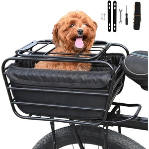 Cesta de malla de alambre para perros para bicicleta, transportín trasero para mascotas con almohadilla de almacenamiento para ciclismo y viajes - Product Image 1