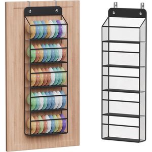 Organisateur de chapeaux à suspendre sur la porte, support de rangement pour 72 casquettes, en métal noir, fixation murale pour casquettes de baseball, utilisation dans un placard - Product Image 1