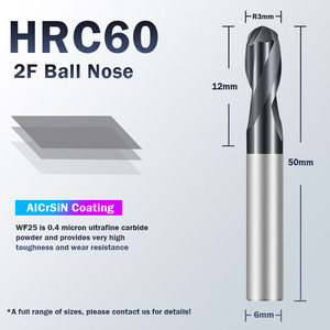 Molino de bolas de carburo de Pelo Liso De fábrica Fresado de punta de bola de 2 flautas HRC60 Molino de punta de bola - Product Image 3