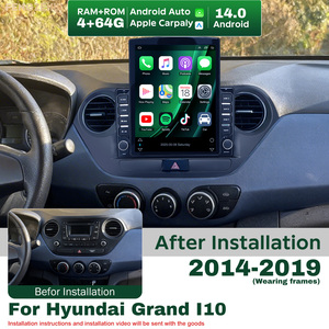 Reproductor de DVD de 9 pulgadas con pantalla de radio, sistema de navegación multimedia, Carplay para <span class=keywords><strong>Hyundai</strong></span> <span class=keywords><strong>Grand</strong></span> <span class=keywords><strong>I10</strong></span> 2014-2019 con volante a la izquierda, reproductor Android. - Product Image 1