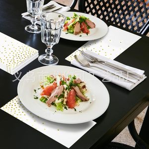 Gold Foil Polka Dot Rectangular Napkins White 1 Color Uv Printing For <b>Birthday</b> Parties <b>Table</b> Decorations - Product Image 2