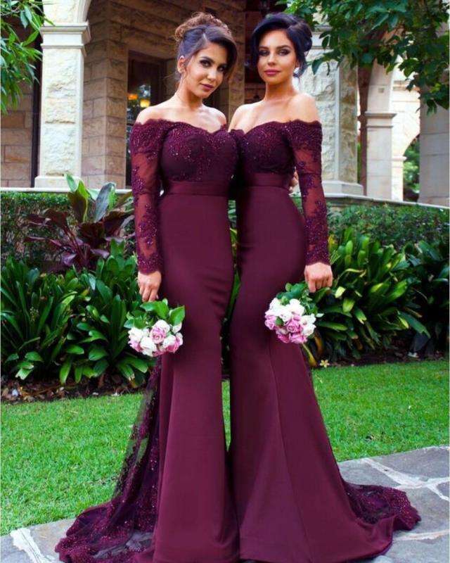 Best Selling Elegant Burgundy Bridesmaid Dresses Slim Stylish