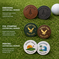 Marqueur de balle de golf magnétique en cuir personnalisé avec logo de luxe, design sur mesure, cadeau d'entreprise pour golfeur, vente en gros du fabricant