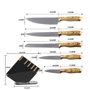 <span class=keywords><strong>Juego</strong></span> <span class=keywords><strong>de</strong></span> <span class=keywords><strong>cuchillos</strong></span> <span class=keywords><strong>de</strong></span> chef dorados <span class=keywords><strong>de</strong></span> alta calidad con soporte acrílico para regalo, 6 uds. - Product Image 5