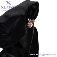 Ensemble de bijoux fantaisie XUPING en or rose avec cristaux ondulés, bague et boucles d'oreilles, style Art Déco, pour un usage quotidien