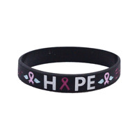 Usine en gros nouveau soin pour les femmes sensibilisation au cancer du sein sensibilisation au sein sain ruban rose Bracelet en Silicone personnalisé