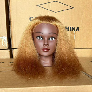 Tête de Mannequin en Cheveux Naturels pour Coiffeur, Mannequin d'Entraînement Américain/Africain, Tête de Poupée Cosmétologique pour Salon de Coiffure Féminin - Product Image 4