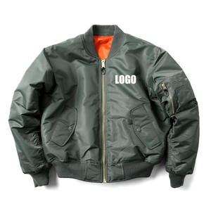 Veste de bombardier de vol MA-1 en nylon 100% avec logo personnalisé OEM Vêtements de travail à fermeture éclair brodés en coton pour hommes Fournisseur d'usine - Product Image 1