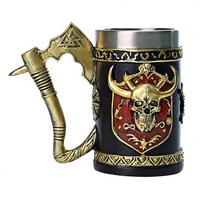 Nouveau Viking Tomahawk poignée crâne bière tasse nordique Viking tasse mythologie nordique bière Stein bataille hache tasses