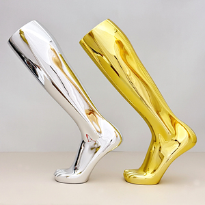 Présentoir <span class=keywords><strong>Mannequin</strong></span> en Fibre de Verre Électroplaqué Or et Argent pour Chaussettes, Chaussures, Bas – Pose Debout pour Vitrine de Magasin de Vêtements - Product Image 1