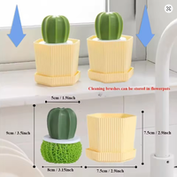 1 pièce Brosse de nettoyage pour vaisselle Cactus à couleur dégradée - Multifonctionnelle, antibactérienne, en plastique durable, avec boule de nettoyage nano pour cuisine