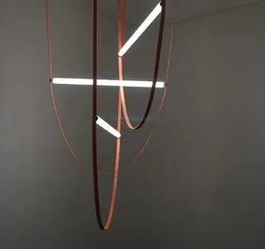 Nordic design Vintage leather linear hanging Lamp Kitchen Industrial Bar Ceiling pendant Light