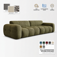 Ensemble de canapés 3 pièces, meubles de salon, canapé modulaire moderne de luxe, velours compressé capitonné vert olive, meubles de salon