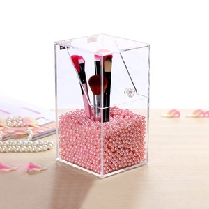 Porta Pennelli da Trucco in Acrilico Trasparente Antipolvere con Coperchio, Espositore da Scrivania in <span class=keywords><strong>Plexiglass</strong></span> per Cosmetici, per Tavoli da Toeletta - Product Image 1