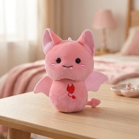 Porte-clés en peluche super doux en forme de chauve-souris, design personnalisable, OEM, porte-clés animal en peluche personnalisé