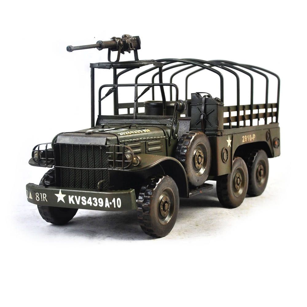 Hot Sale Vintage Dark Green Truck Military Toys Metal Military